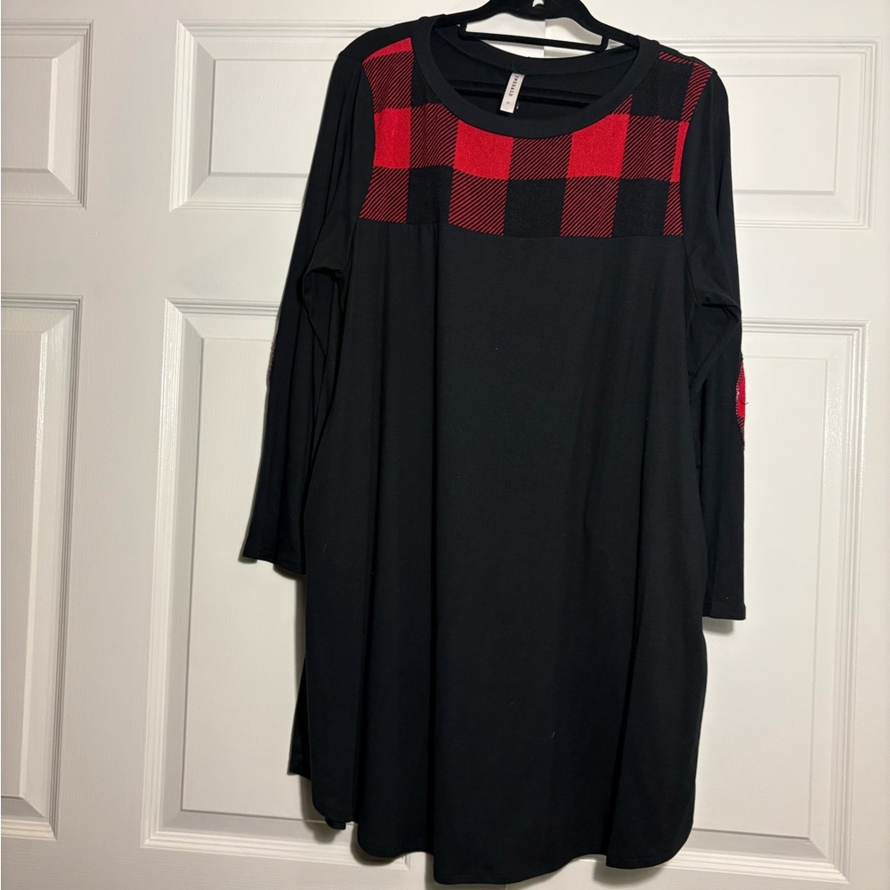 Emerald Black and Red Checkered Top